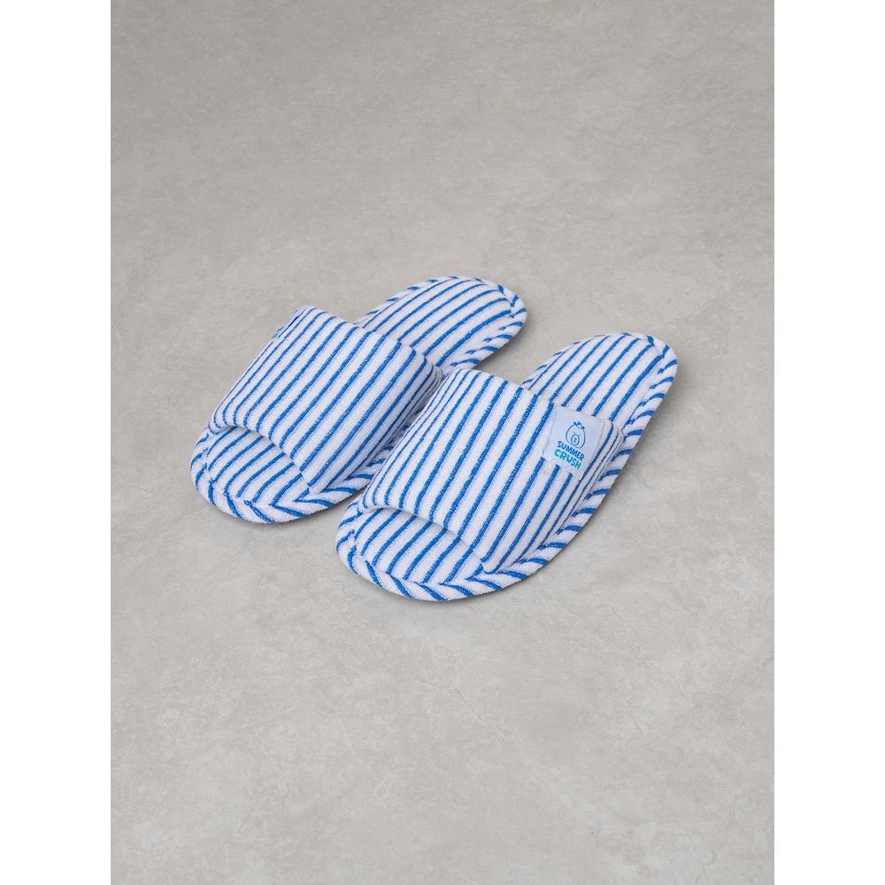 

Daiso Cool SuMmer Terry Stripe Slippers 250 270 Mm White Blue