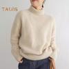 Women Winter Sweater High Collar Long Sleeve Soft Warm Knitting Tops Solid Color Loose Fit Pullover Tops