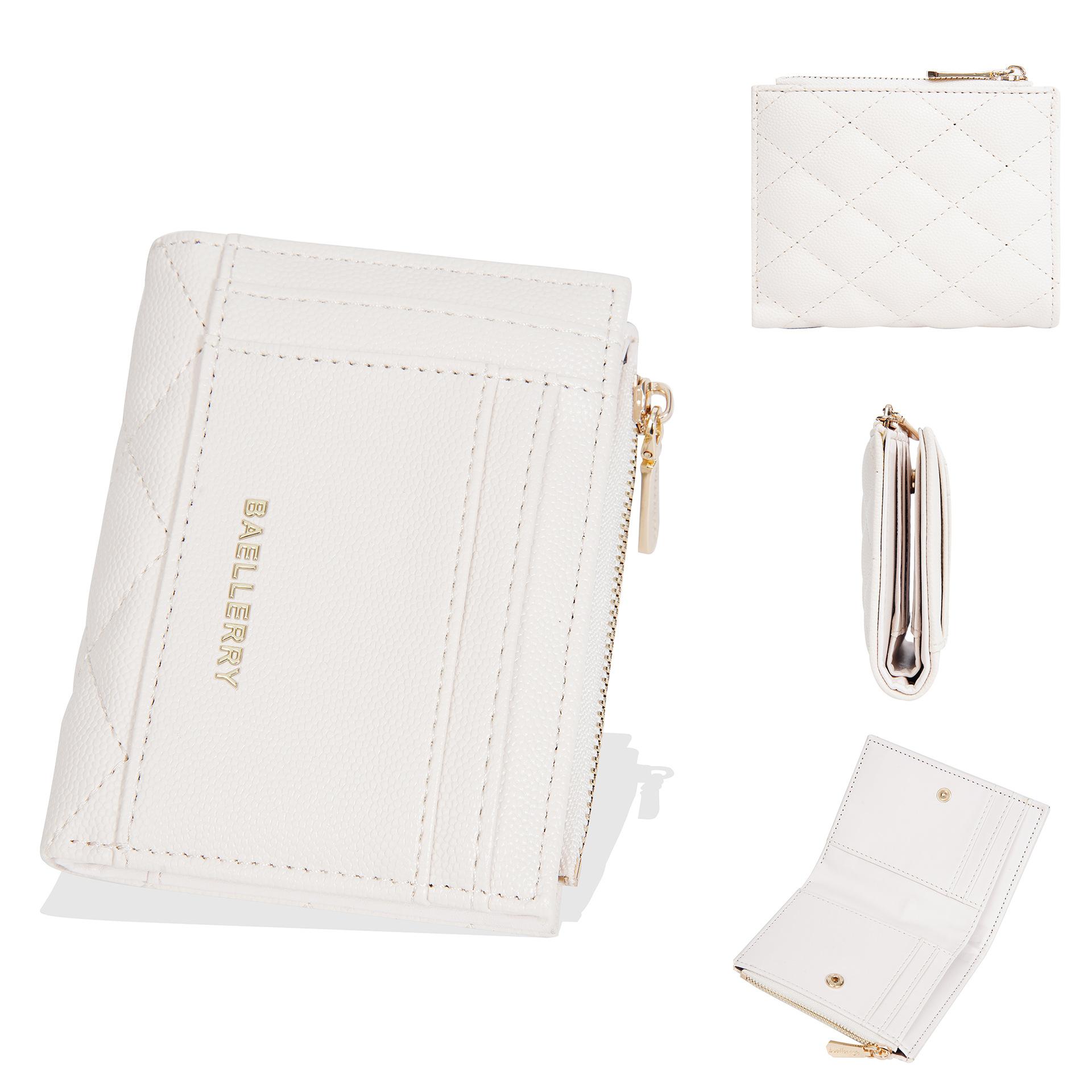 

Baellerry Женский короткий кошелек из искусственной кожи с несколькими отделениями для карт, модный кошелек для монет на молнии, держатель для карт бежевый