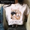 Cat Harajuku Funny Cartoon T Shirt Women Cute Anime Ullzang Tshirt Grunge Kawaii S Fashion Tshirt Korean Style Top Tee Female