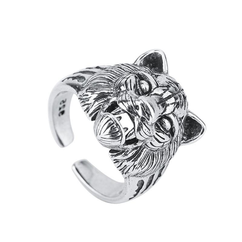 New Trendy and Domineering Retro Open Ring Men's and Women's Tiger Head Ring Jewelry