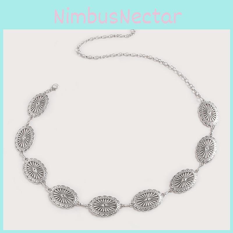 Hollow Decoration Metal Waist Chain With Carved Details Women Fashion Accessory