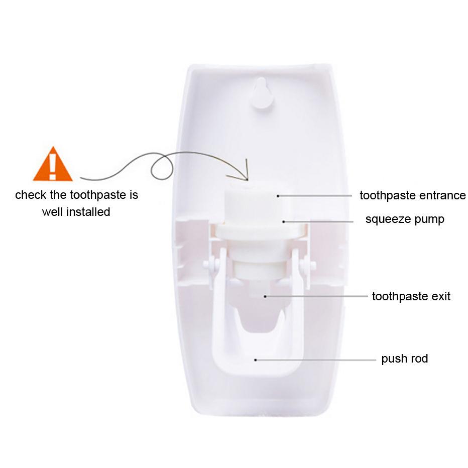 Toothbrush Holder With Automatic Toothpaste Dispenser Wall Mounted Toothbrush Storage Rack & Bathroom Toothpaste Squeezer