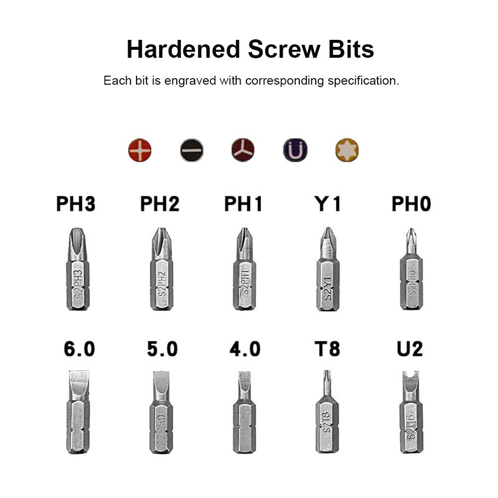 Two Way Ratchet Screwdriver Set with 10 Bits 180 Degrees  Alloy Elbow Screwdriver 6.35MM Screw Driver
