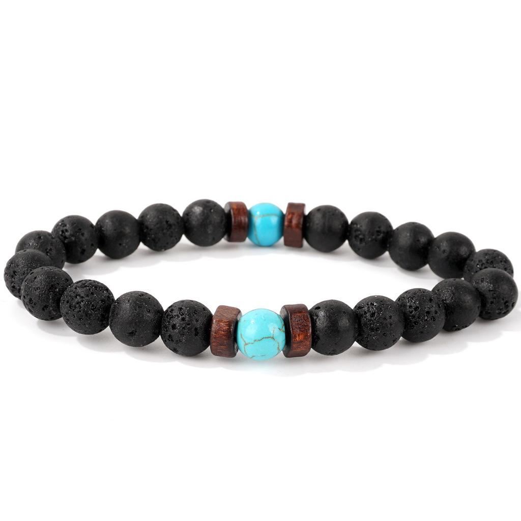 Popular Coconut Chip Volcanic Stone Bracelet Imitation Obsidian Yoga Energy Black Glitter Stone Bracelet