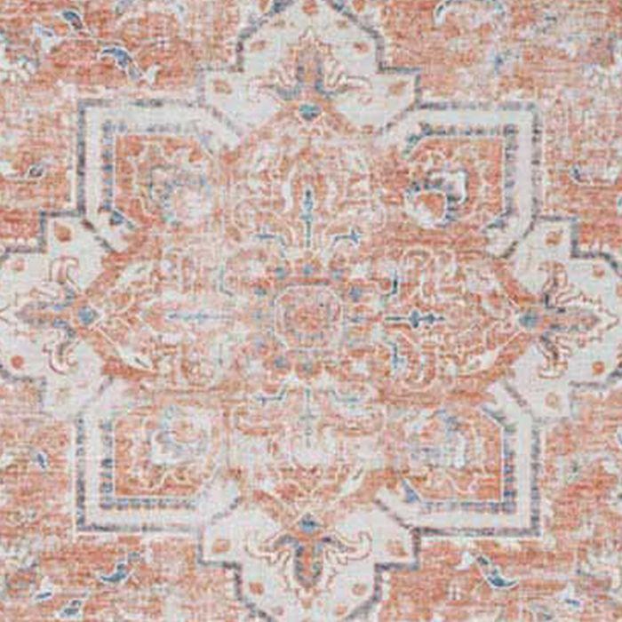 Tapis d'entrée vintage 80x200 cm en polyester orange et bleu - FAGUO