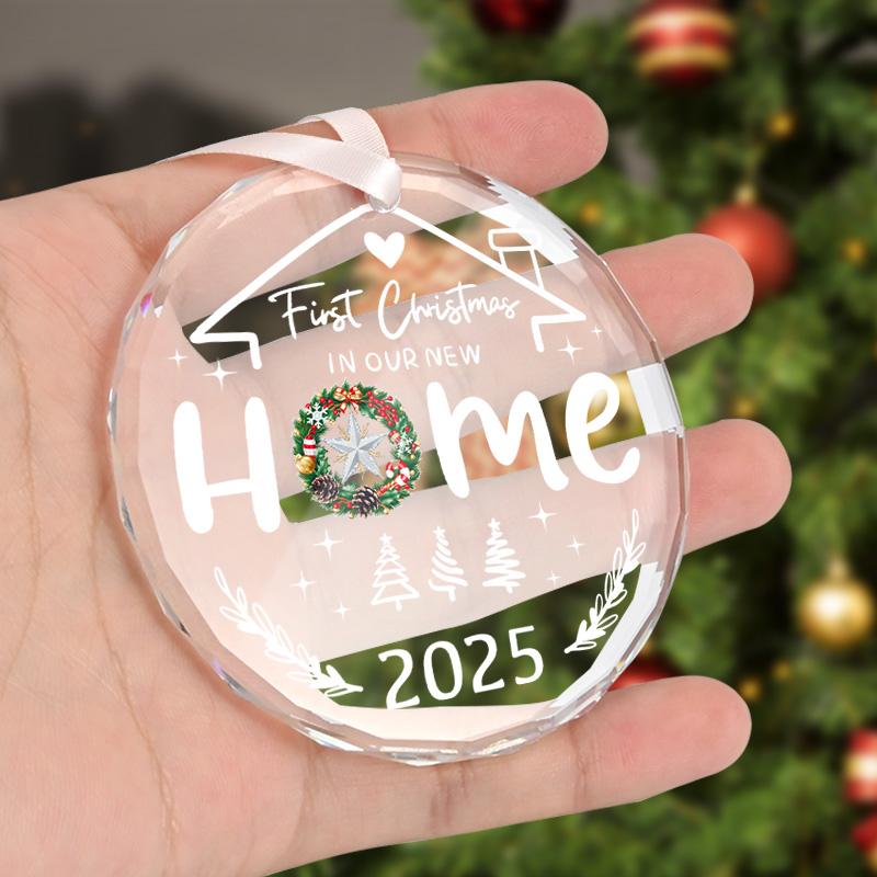 1pc/2pcs New Home Christmas Ornament 2025,House Warming Gifts New Home - Housewarming Gifts for First House, Glass Housewarming Gift Ideas for Couple