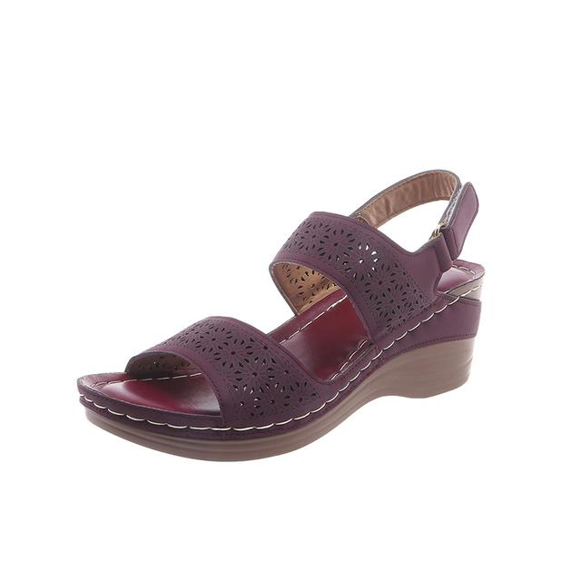 

Женская обувь, 2024 г., женские сандалии высокого качества, летние однотонные сандалии в сдержанном стиле на высоком каблуке с открытым носком, водонепроницаемые сандалии для взрослых 43 вино красного