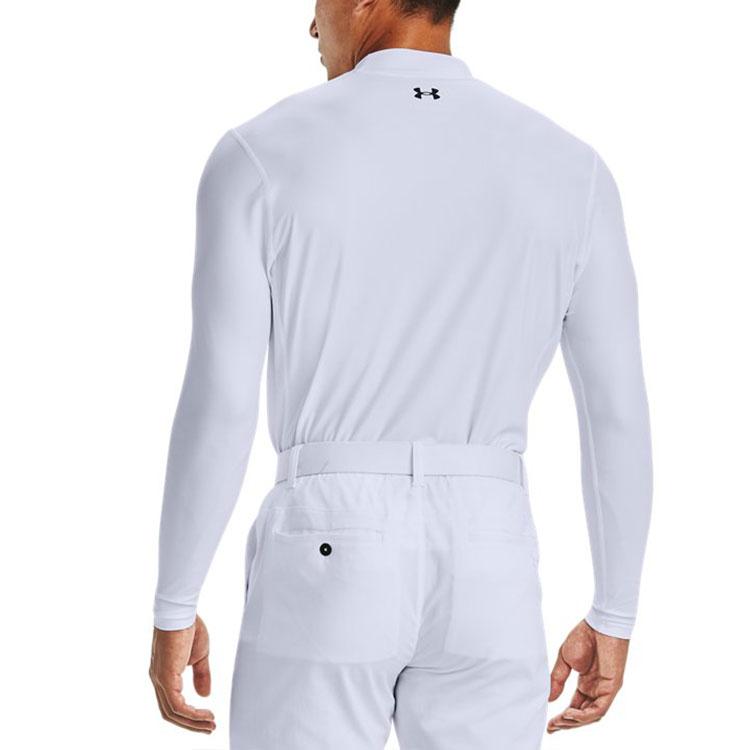 Under Armour Iso-Chill Logo Print Golf Athletic Slim Fit High Neck Long Sleeve T-Shirt Men tops White 1359966-100