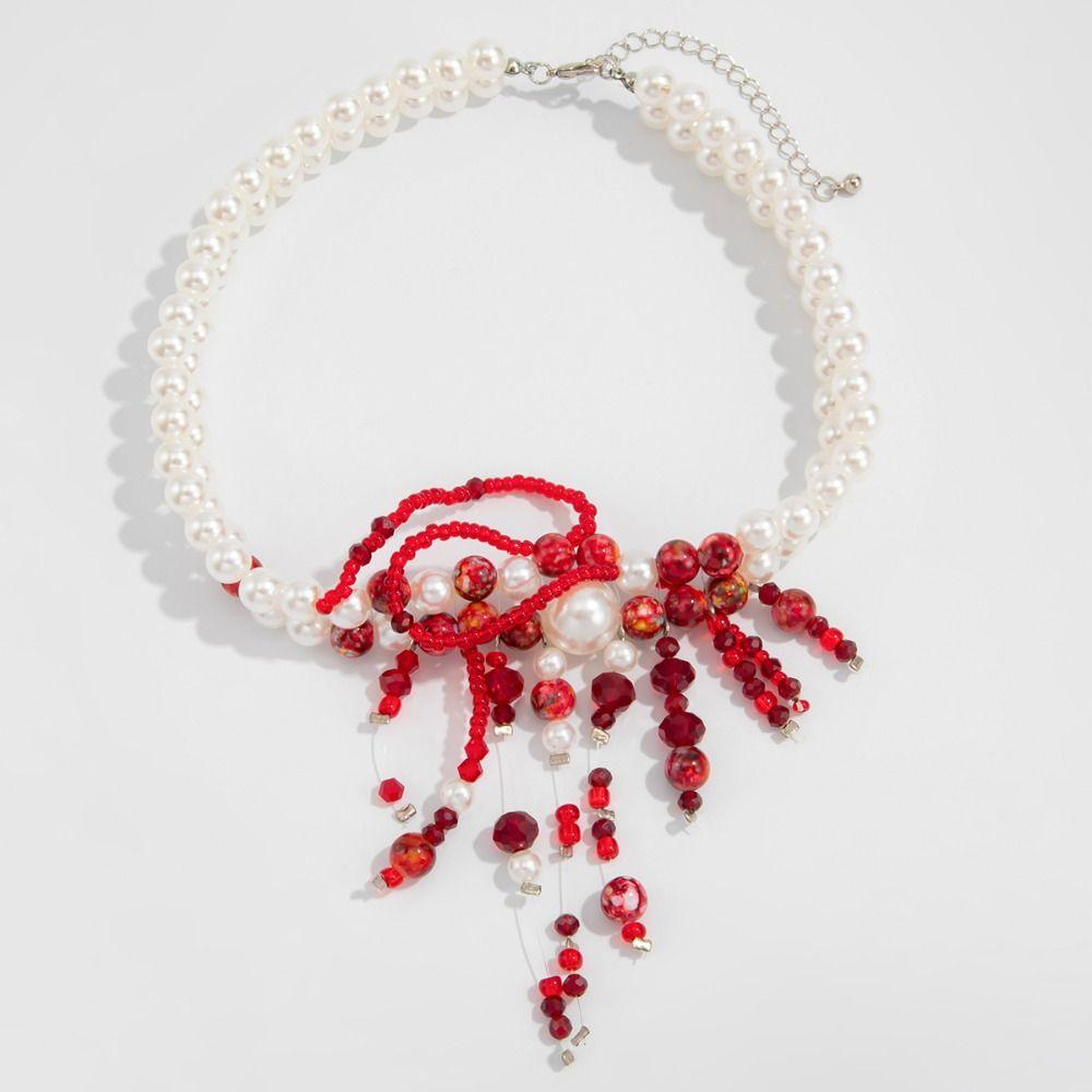 Multilayer Halloween Clavicle Choker Tassel Gothic Jewelry Fashion Blood Drop Necklace  Party