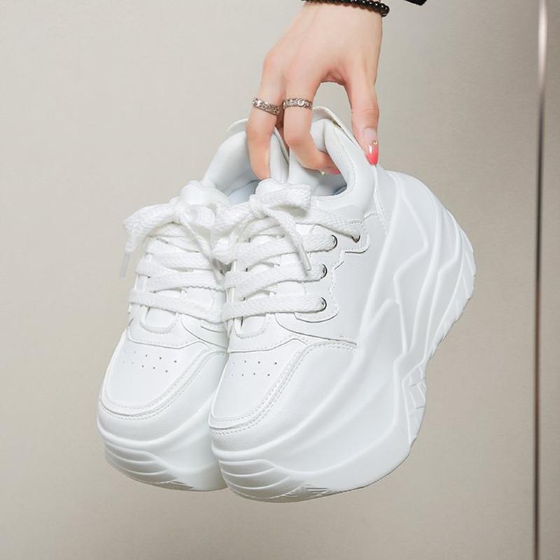 Zapatos de Mujer 10CM Aumentan la Altura Zapatos de Suela Gruesa Cuero de Alta Calidad Zapatos Casuales Antideslizantes Zapatos de Plataforma Zapatos De Mujer