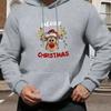 Christmas printed casual sports outdoor men's long-sleeved hooded sweatshirt men's clothing top fall_winter men's clothing