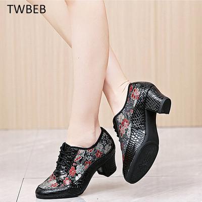 Mode Neue Damen Tango/Latein Tanzschuhe Weiche Sohle Leopardenmuster Modern Salsa Tanzschuhe für Mädchen Damen 5cm Absätze