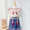 Traditional Chinese Styles Embroidery Collar Tassels Pearls Detachable Cloud Cape Decorative Collar Costume Accessory