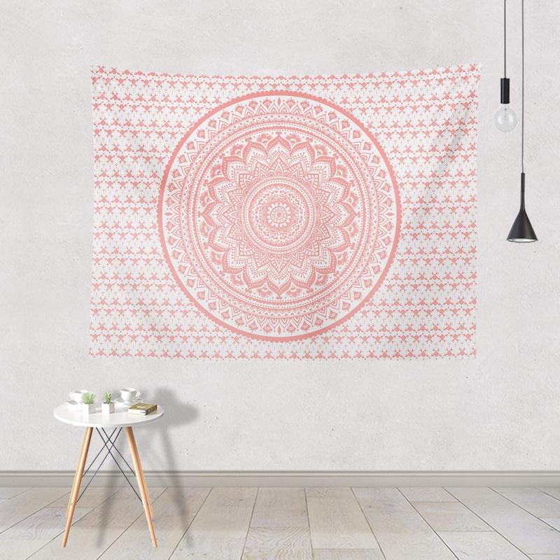 VIKAMA Pink Mandala Tapestry Large Bohemian Wall Hanging Psychedelic Style Living Room Meditation Space Wall Art