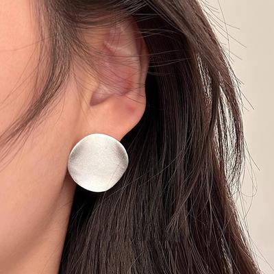 Exaggerated Personality Uneven Curved Surface Matte Frosted Earrings Female Minimalist Fashion Personality Hundred Models Earrings Ladies Jewelry