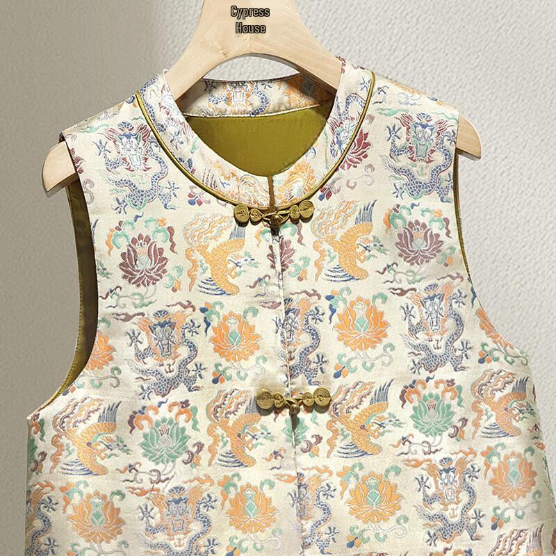 New Chinese Style Jacquard Button Vest