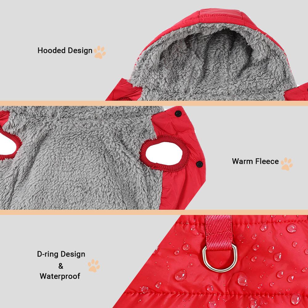 Winter Pet Puppy Clothes Hooded Jacket For Small Medium Dogs Cats Waterproof Thick Dog Coat Hoodie With D-ring Chihuahua Outfits