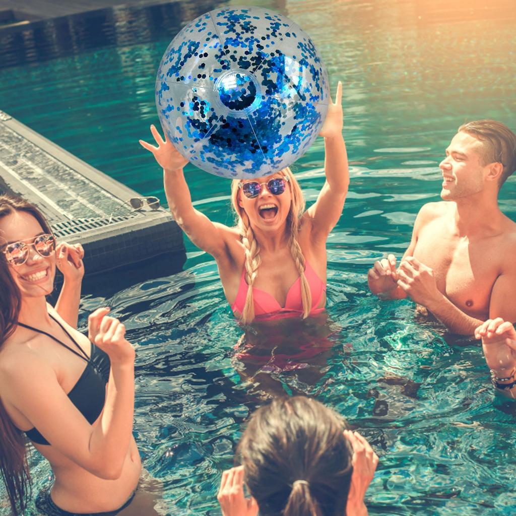 Transparent PVC Inflatable Beach Ball Elastic Beach Ball Confetti Ball Pool Beach Outdoor Toys 5PC