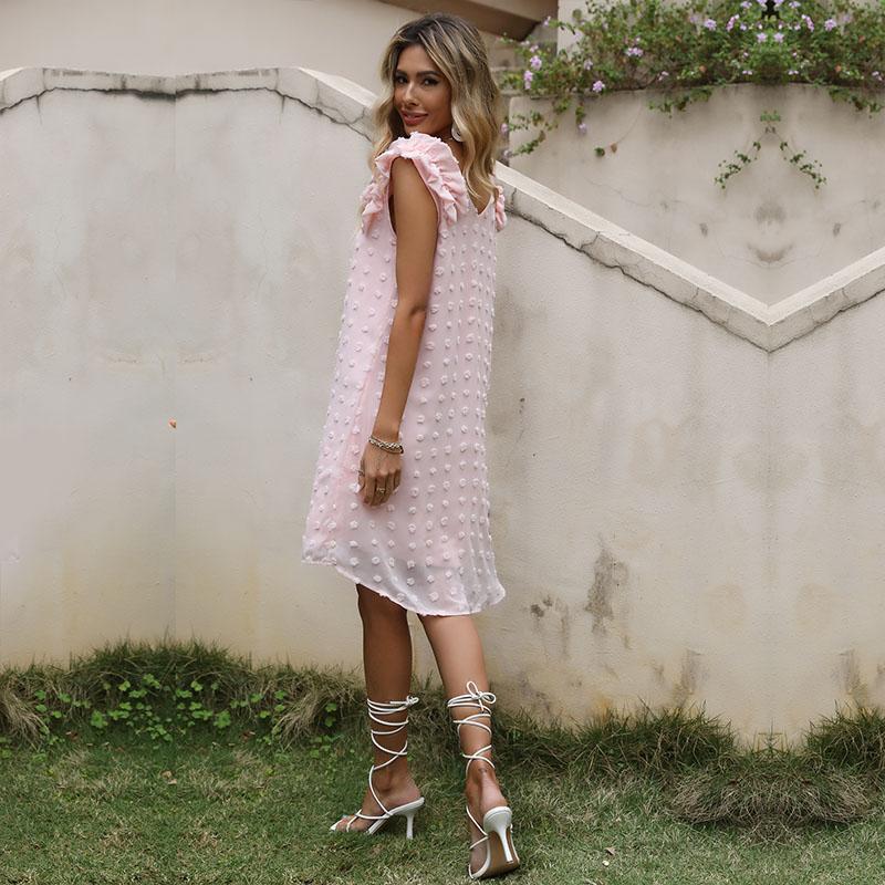 YYFS Women's Fashion Summer Spring Solid Color Print Sleeveless V-Neck Casual Dresses