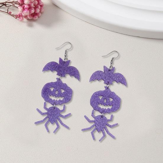 Pair Creative Pumpkin Spider Skull Dangle Earrings Vintage