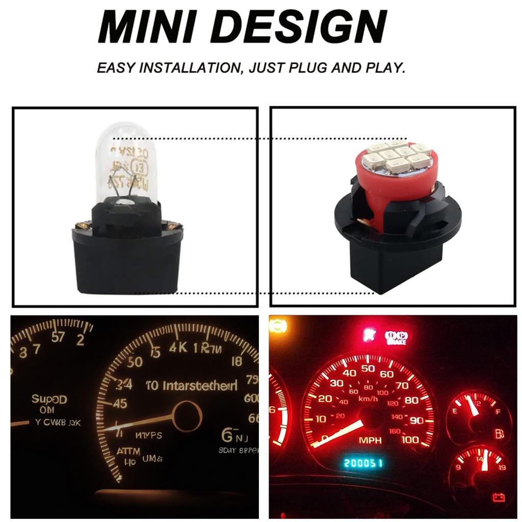 GLOFE T10 194 168 Red LED Dashboard Instrument Light Bulb with T10 Twist Lock
