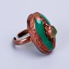 Pierre Calcédoine Verte Cuivre Éternité Fait Main Fabriqué à la Main Bague Électroformée V-63