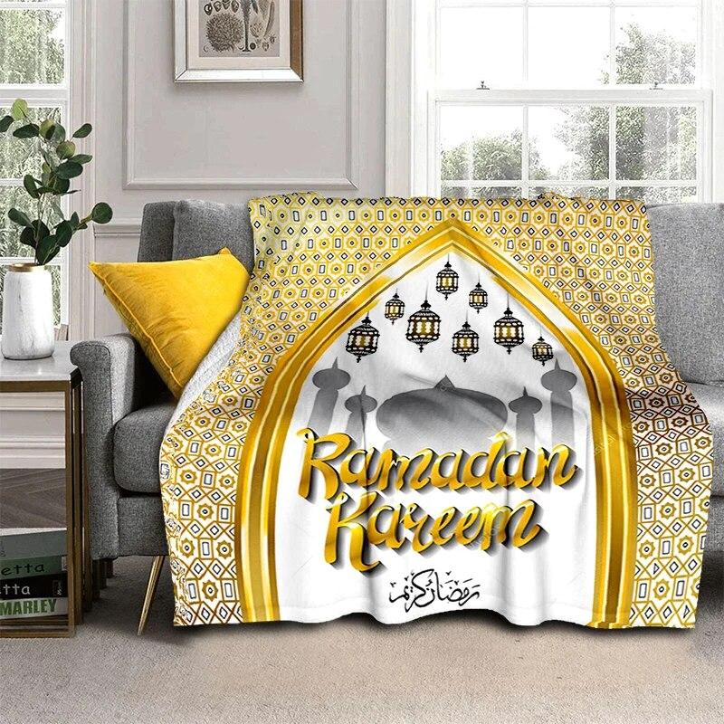 Müslüman Namaz HD Yumuşak Peluş Yatak Atma Karikatür Piknik Ince Battaniye Modern Flanel Battaniye Kapak Gedruckt Bettdecke Geschenk