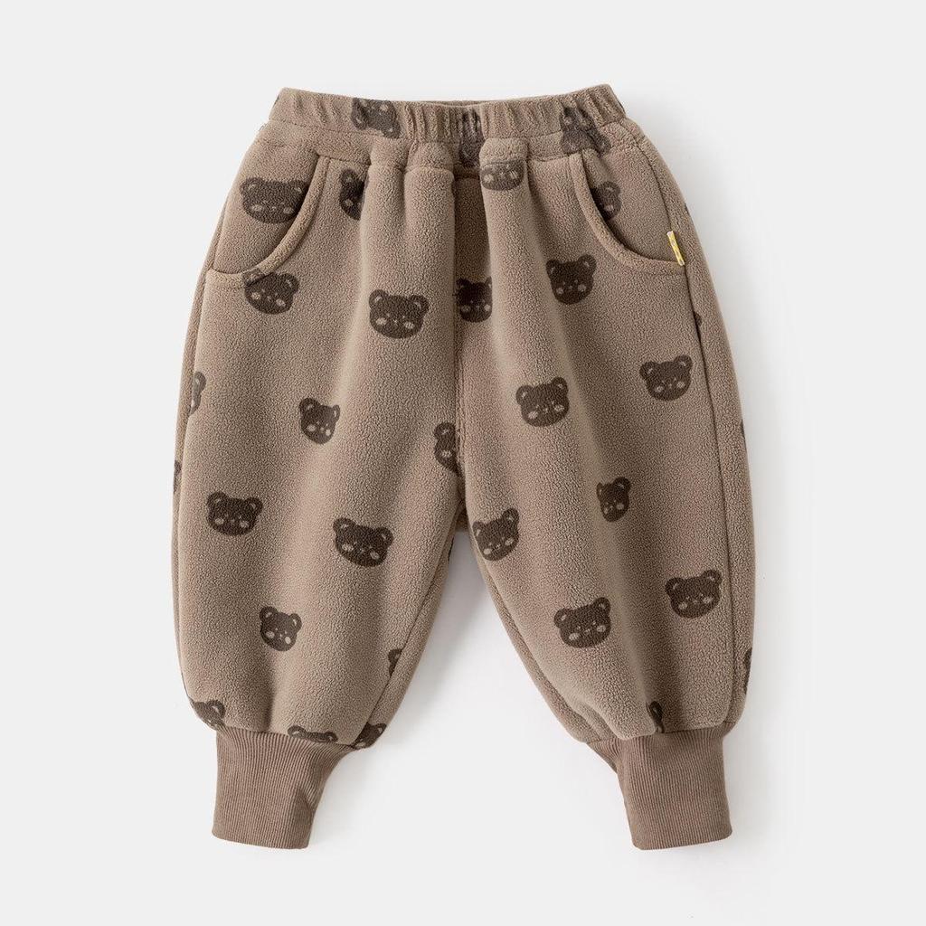 Kids' Fleece-Lined Winter Pants: Warm Cotton Trousers for Boys, Girls, and Infants