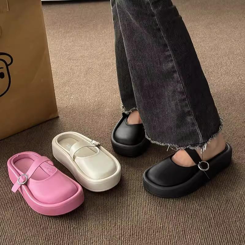 Big Head Ugly Cute Bag Head Half Slippers Women's Summer 2025 New Lazy Heelless Sandals Platform Slippers Foreign Trade