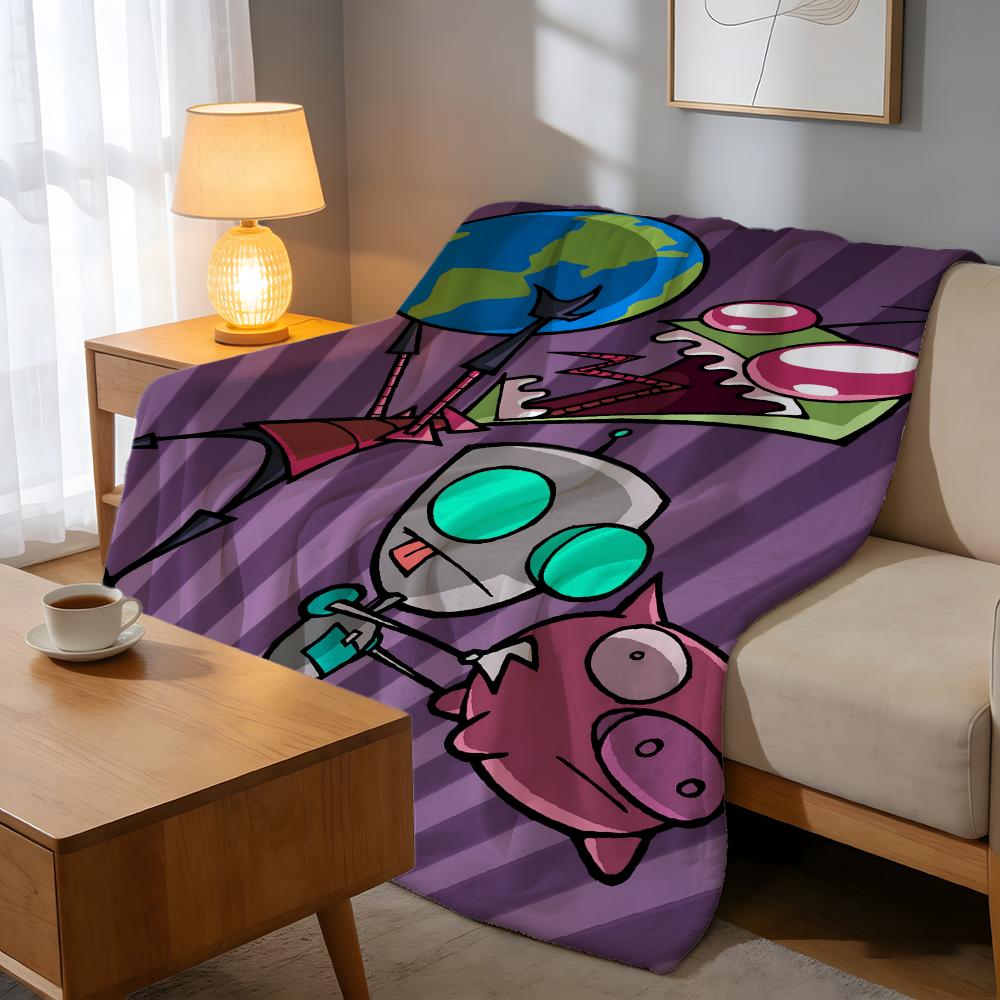 Throw High-Density Short Plush Blanket For Sofa Nap Air-Conditioned Room Soft Skin-Friendly Animation Invader ZIM