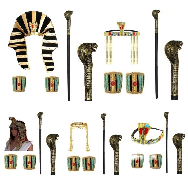 Pharaoh Hat Sceptres Hairband Cosplay Queen of Egypt for Halloween Cosplay