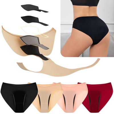 Plus Size para mulheres absorvente à prova d'água líquido traceless cintura baixa triangular calcinha fisiológica 3PC