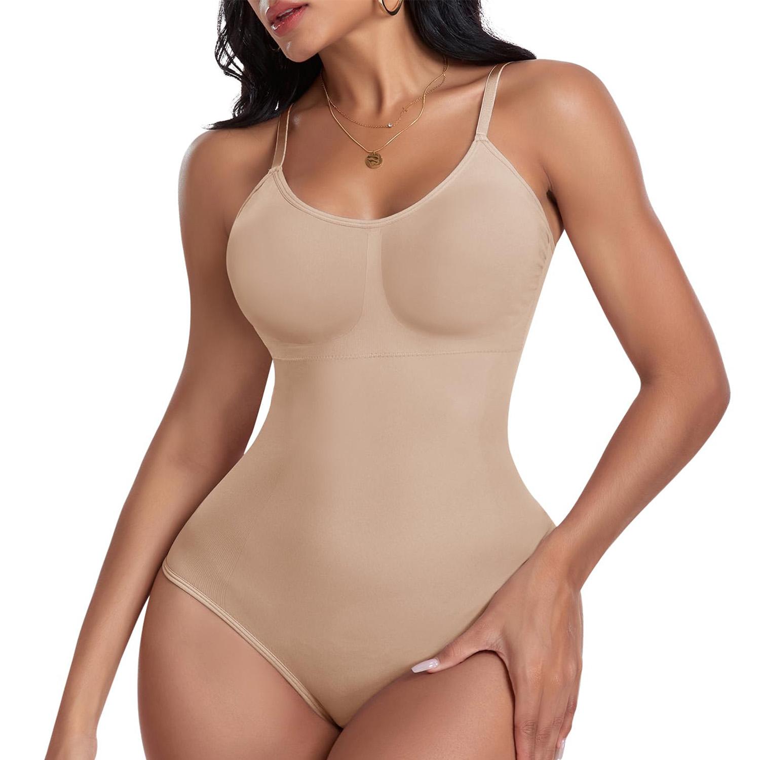 

Bulit In Bra Мягкий боди для женщин для похудения, формирователь всего тела, комбинезон для коррекции живота, прочный топ на бретелях S бежевый