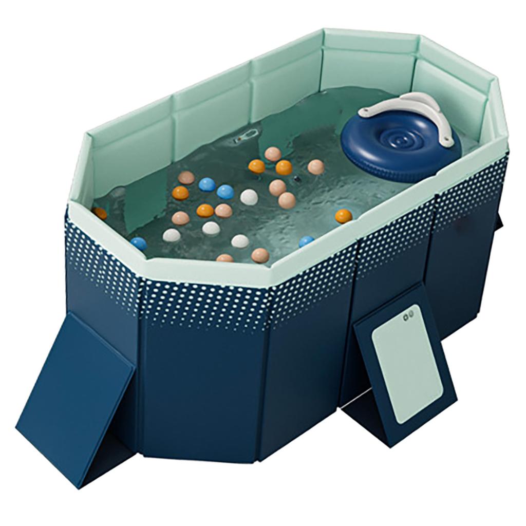 1.6m Foldable Pool Rectangular Shaped Thickened PVC Swimming Pool for Home Use Blue