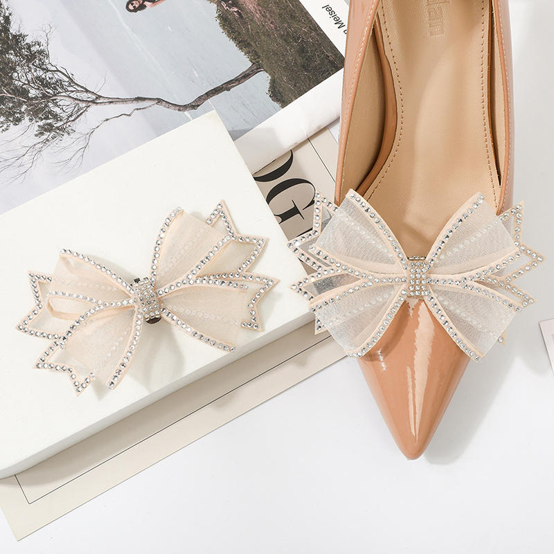 Shiny Bows Shoes Clips Wedding Shoes High Heel Rhinestone Charm Buckle Clips Detachable Bride Shoe Garment Accessories