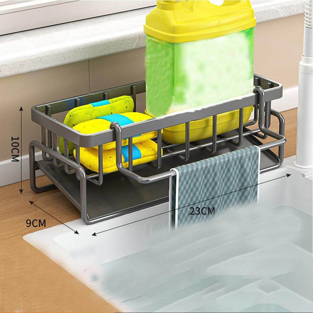 Rack de depozitare de dimensiuni mari pentru bucătărie, organizator de cârpe, suport pentru burete, coș de săpun, rafturi pentru baie și șampon