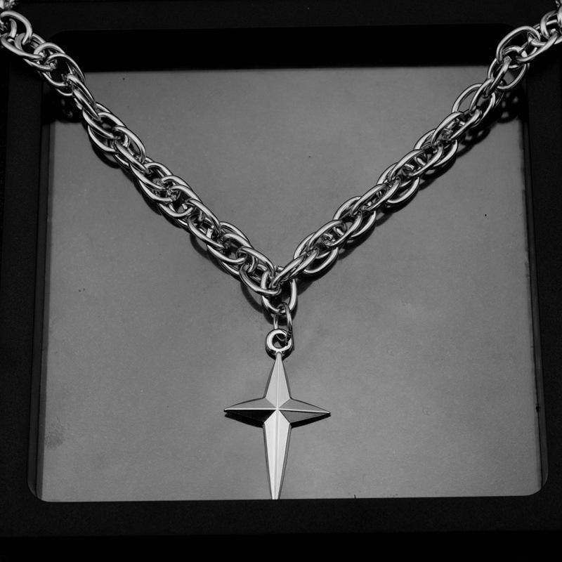 Titanium Steel Cross Necklace Hip Hop Women's Sweater Chain Steel Cold Style Unisex Necklace No Fading Couple Jewelry