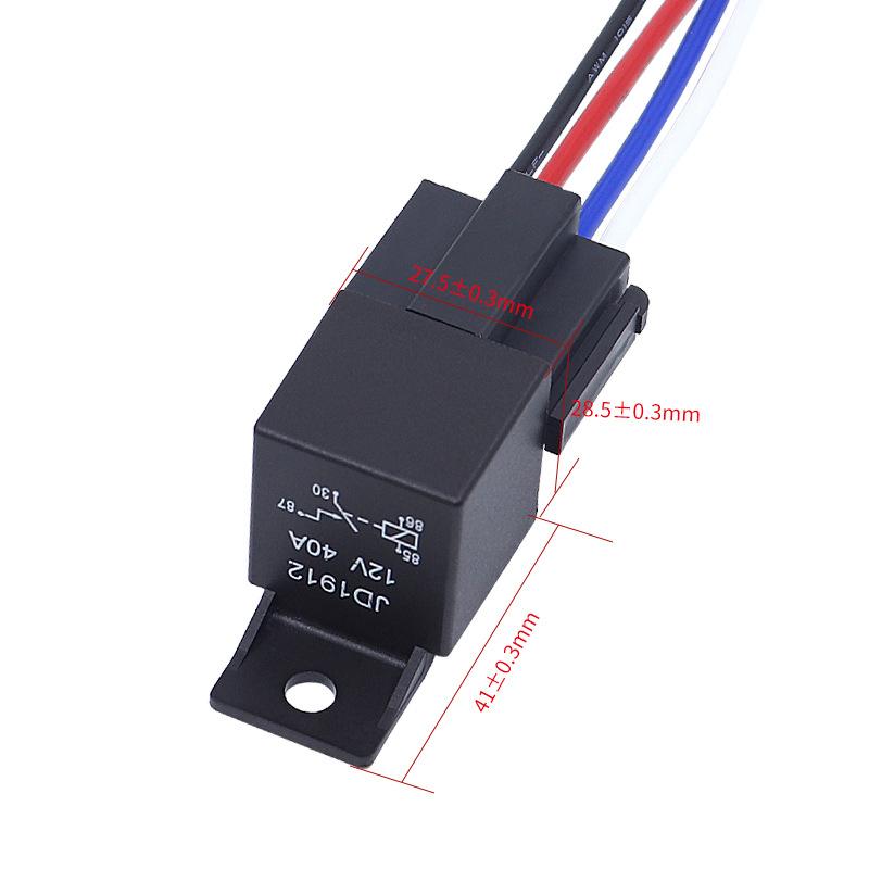 5PCS 12V 24V 40A Waterproof Automotive Relay 4pin 5pin Car Relay With Black Red Copper Terminal Auto Relay With Relay Socket