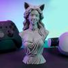Figurina da Donna con Orecchie da Gatto Scultura Busto Femminile Stampata in 3D per Soggiorno Ufficio Scrivania Libreria Decorazione Casa
