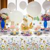 New Butterfly Wildflower Spring Floral Tablecloth Waterproof Reusable Table Mat Rectangle Shape DIY Table Cover Party