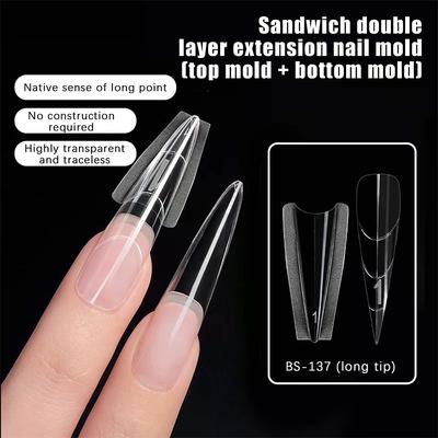 Sandwich Dual Nail Forms 240pcs 15size Extensions-Dual Forms Coffin Almond Nail Forms Top Mold Bottom Mold