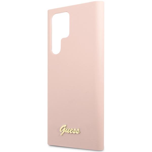 Guess Guhcs23Llslmgpp S23 Ultra S918 Różowy/Pink Hardcase Silicone Script Metal Logo