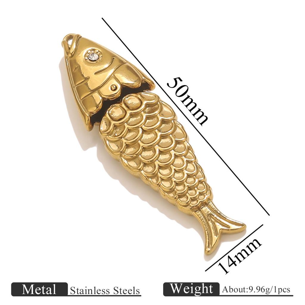 Yori Stainless Steel Koi Carp Pendant Ocean Creative Retro Pendant DIY Handmade Jewelry Accessories Handmade Bracelet Necklace