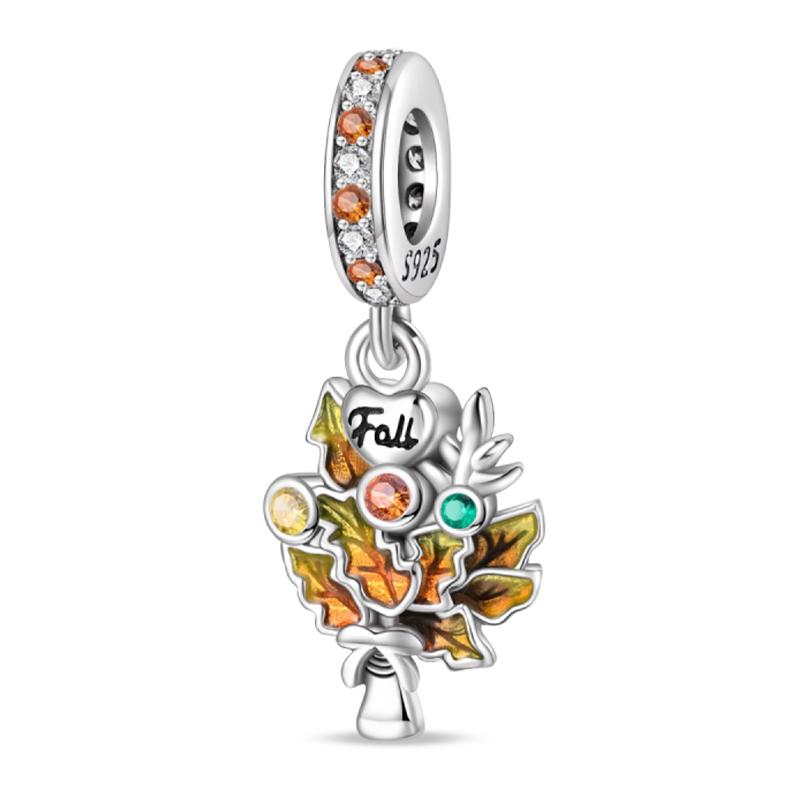 Copper Golden Autumn Series Charms Beads Scarecrow Pumpkin Maple Leaf Charms For Women Fine Diy Jewelry