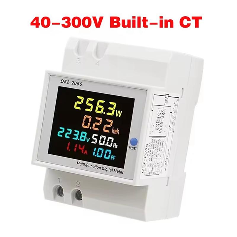 A96I-D52-2066 Electricity Usage Monitor Din Rail Energy Meter 100A Voltmeter Ammeter Watt Kwh Frequency Power Meter