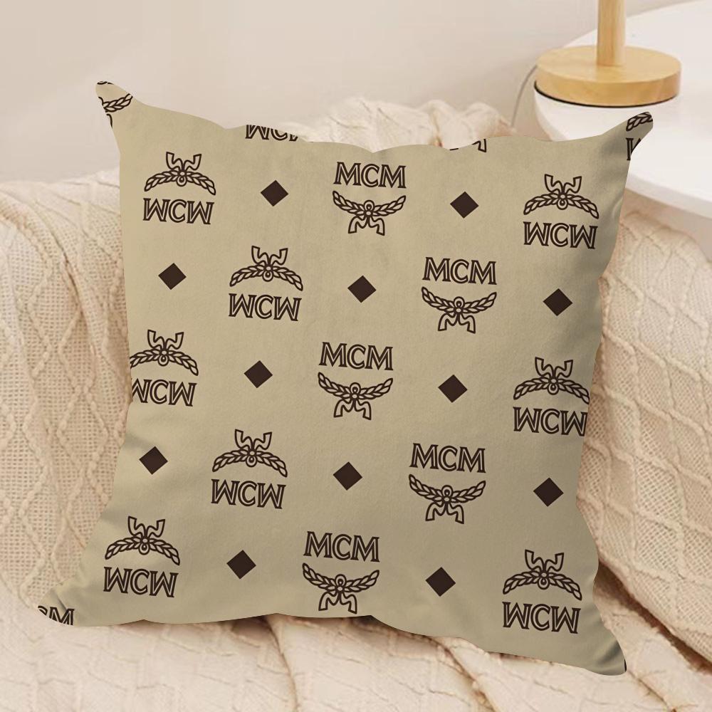 Texture M-C-M Fashion Cushion Cover Soft Plush Fabric Double-Sided Printed Sofa Cushion Cover for All Seasons Home Decor Gift