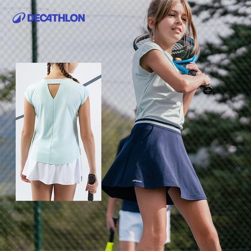 Decathlon Girls  White Short Sleeve Breathable Quick-Dry Tennis T-Shirt One Size