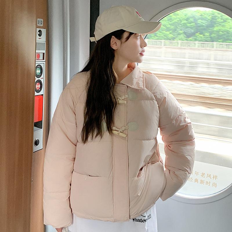 Short Down Jacket for Women with Hood and Loose Design Winter Coat