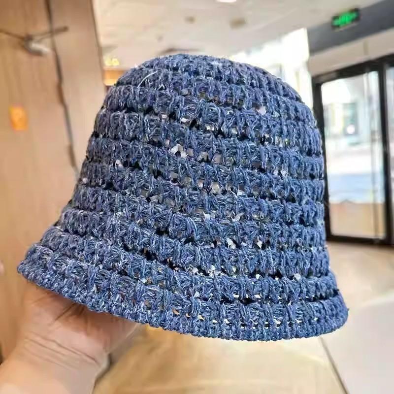 Trendy Commuter Mesh Bucket Hat Women's Breathable Sun Protection Top Hat 2024 New Face-shaping Fashion Hat